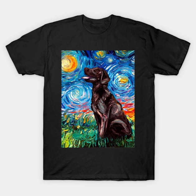 Chocolate Labrador Night T-Shirt by sagittariusgallery